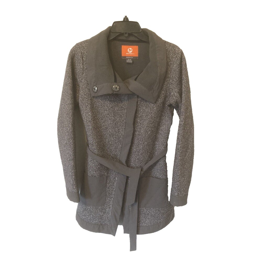 Merrell Select Regulate Coat Womens Size Small Knee Length Gray Belted Fleece